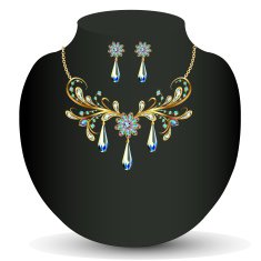 Golden necklace and earrings