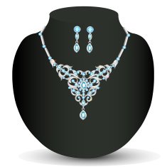 necklace and earrings with blue jewels