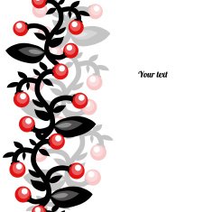 Vector seamless border Background with red berries for your text