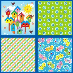 Spring and summer seamless patterns or backgrounds