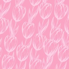 Seamless pattern with pink tulips Vector background