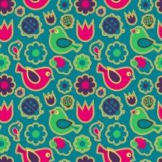 Seamless pattern Birds and flowers N4