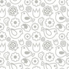 Seamless pattern Birds and flowers N5