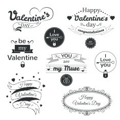 Valentine's Day typography set vector illustration N3
