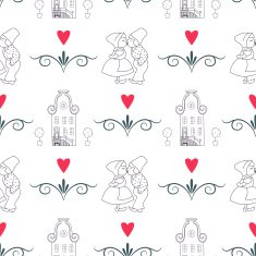 Seamless pattern with Dutch ornaments (Deflt blue style) N7