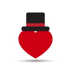 Vector Love Heart with Black Top Hat