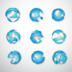 set of abstract blue circle icon for design