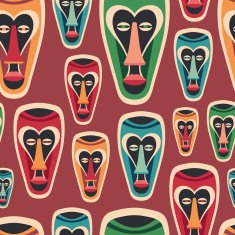 Colorful seamless pattern with funny carnival masks