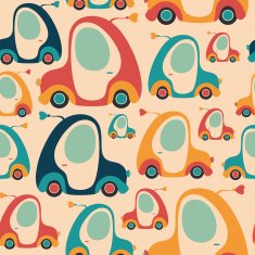 Seamless pattern with colorful retro cars