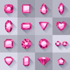 Set of flat style pink jewels