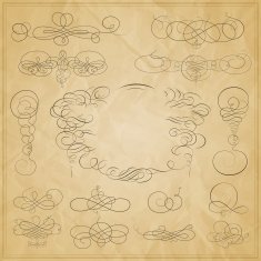 Vector set of calligraphic elements for design