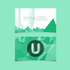 Low Poly Business Card Template with Alphabet Letter U