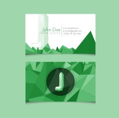 Low Poly Business Card Template with Alphabet Letter J