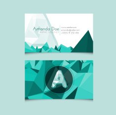 Low Poly Business Card Template with Alphabet Letter A