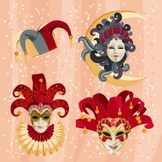 Set of carnival masks Mardi Gras Venice holiday