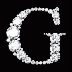 diamond letters with gemstones isolated on black N13