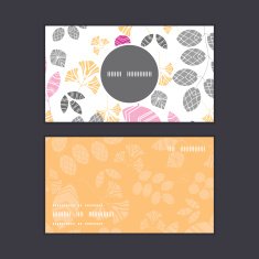 Vector abstract pink yellow and gray leaves vertical round frame N4