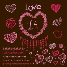 Vector large creative set of Valentines day N5