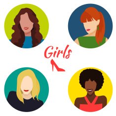 Set of women's portraits