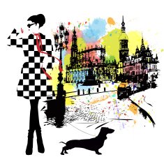 Fashion girl in sketch-style N198