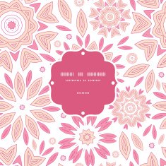 Vector pink abstract flowers frame seamless pattern background N2