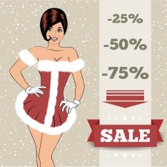 Chistmas sale background with sexy santa girl N2