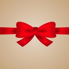 brown cardboard with red bow