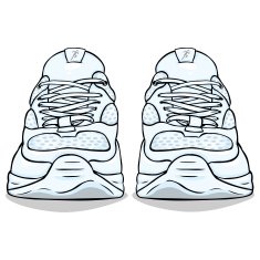 Vector Cartoon White Running Shoes N2