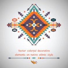 Vector colorful decorative element on native ethnic style N10