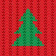 Christmas Knitted background with tree Vector