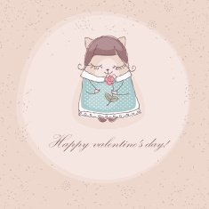 cat with flower roses