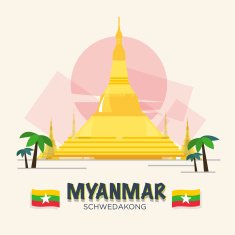 Schwedakong landmark of Myanmar ASEAN SET - VECTOR ILLUSTRATION N2