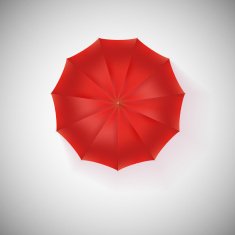 Opened red umbrella top view closeup