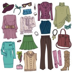 Fashion Sketchy Womans clothing and accessories set