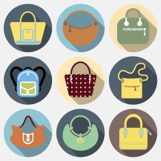 Flat icons set of fashion bags collection N2