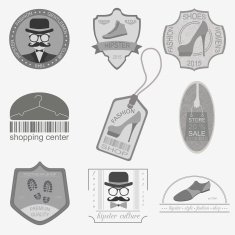 Set of vintage fashion and clothes style logos N7