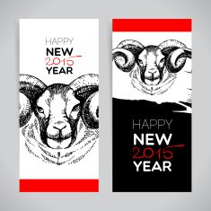 Happy New Year and Merry Christmas banner set