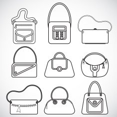 Black and white icons female bags vector N3