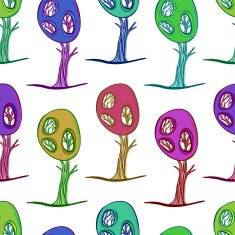 Seamless pattern with colorful trees