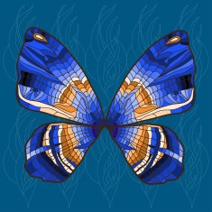 bright background with decorative hand - drawn butterfly