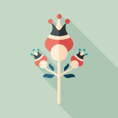 Christmas flower flat square icon with long shadows Set 9