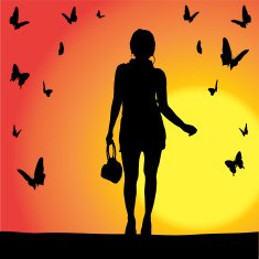 Vector silhouette of girl N173