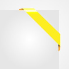 Decorative yellow corner ribbon on blank paper card vector