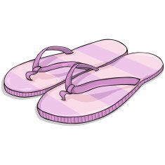 Vector Cartoon Stripped Pink Beach Slippers