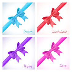 Set of shiny bow and ribbon on white background Vector