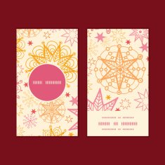 Vector warm stars vertical round frame pattern business cards set N3