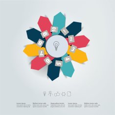 Numbered arrow round template Vector infographic
