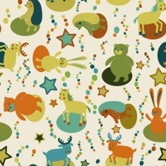 Seamless pattern with cartoon forest animals