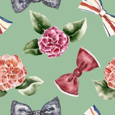 Seamless pattern with flowers and bow tie N5