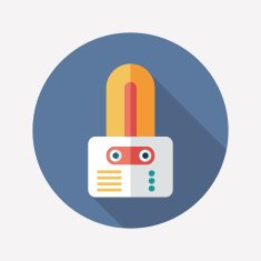 Robot flat round icon with long shadows Set 9